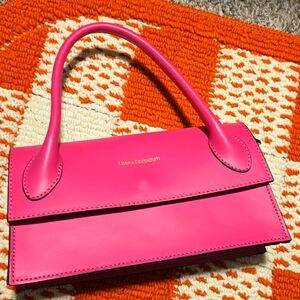 Luana Ferracuti Made In Italy Fuchsia Pink Top Handle Genuine Leather Bag